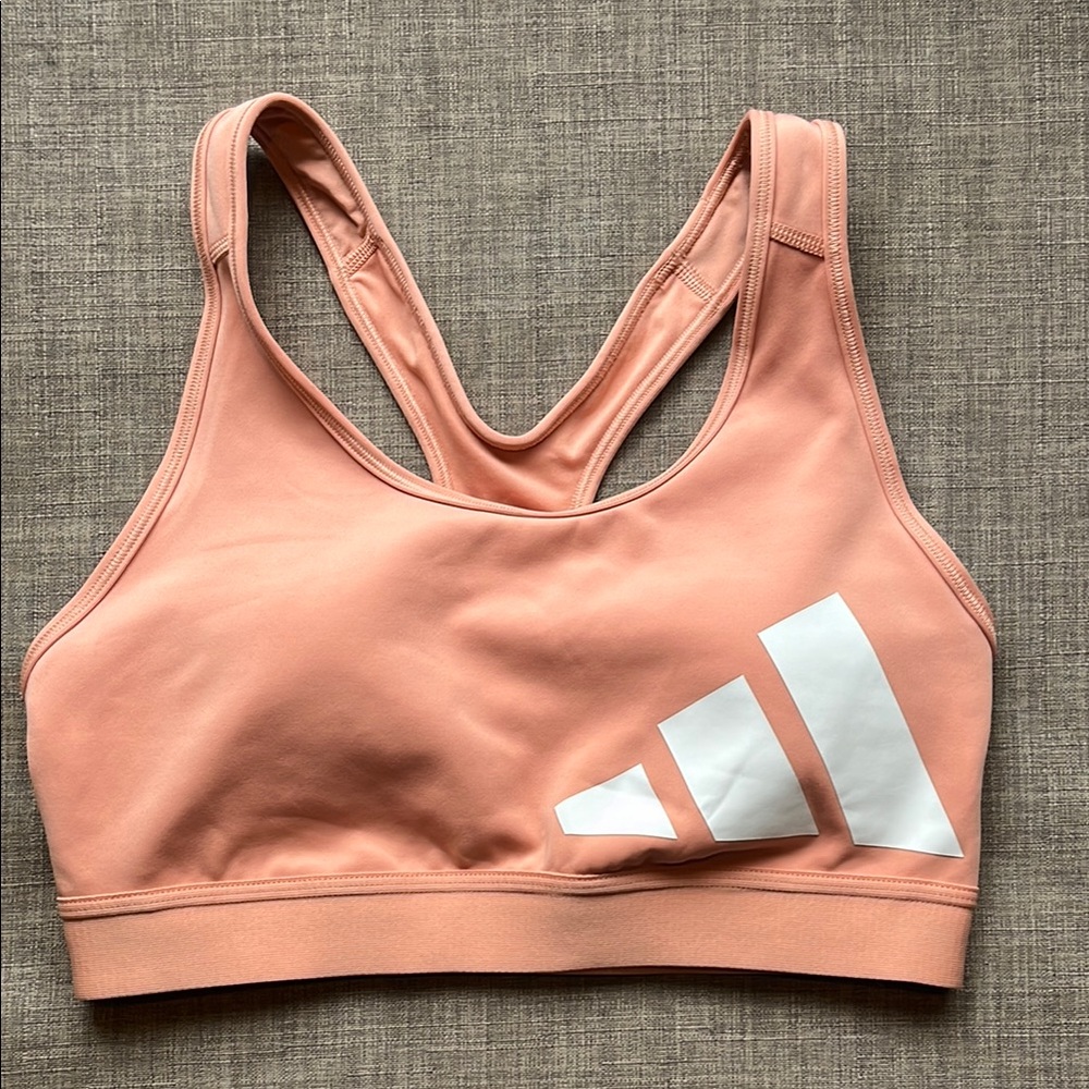 adidas Pink Racerback 3 Stripes Sports Bra Small